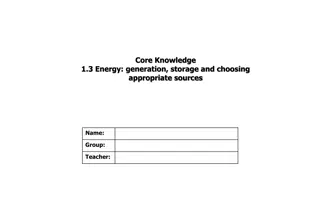 Energy: Sources, Generation, and Storage