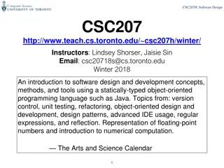 CSC207H Software Design Course Overview