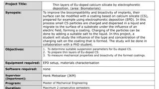 Surface Modification of Implants Using Calcium Silicate Coating