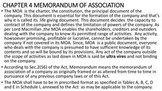 The Memorandum of Association (MOA) in Company Formation