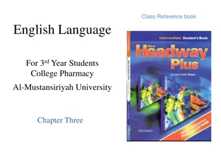 Past Tenses in English for 3rd Year College Pharmacy Students