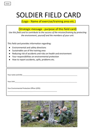 Environmental Protection Field Card for Soldiers - Protecting Nature and Unit During Missions