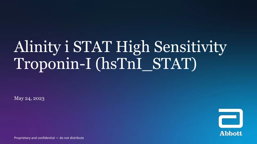 Alinity i STAT High Sensitivity Troponin-I for Cardiovascular Diagnosis