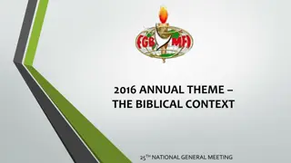 2016 Annual Theme: The Biblical Context - God's Command to Be Fruitful and Multiply