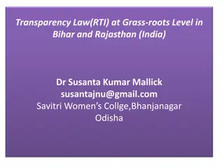 Study on Transparency Law (RTI) at Grass-roots Level in Bihar and Rajasthan