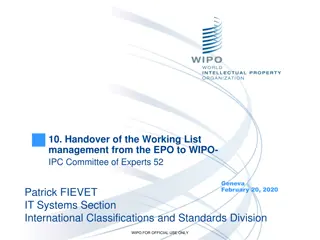 Handover of Working List Management: IPC Committee of Experts Meeting Overview