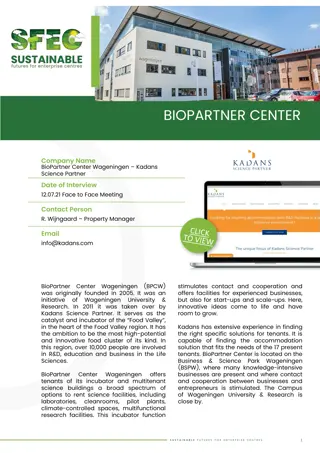 Kadans Science Partner - BioPartner Center Wageningen Profile