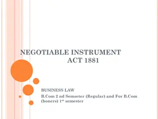 The Negotiable Instrument Act of 1881 in Business Law for B.Com Students