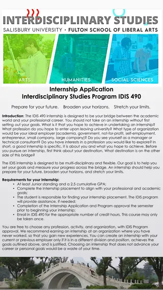 IDIS 490 Internship Application: Prepare for Your Future