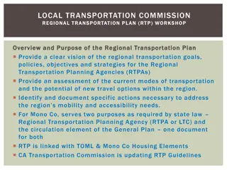 Regional Transportation Plan Workshop Overview and Elements