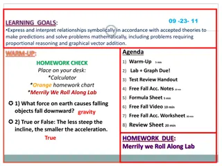 Free Fall Physics in Classroom Agenda