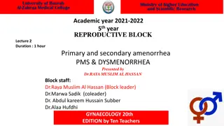 Understanding Primary and Secondary Amenorrhea, PMS, and Dysmenorrhea in Gynecology