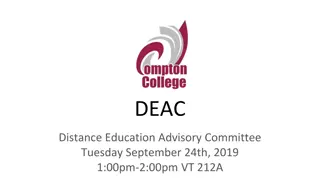 DEAC Distance Education Advisory Committee Meeting Highlights