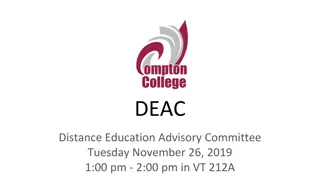 DEAC Distance Education Advisory Committee Meeting Overview