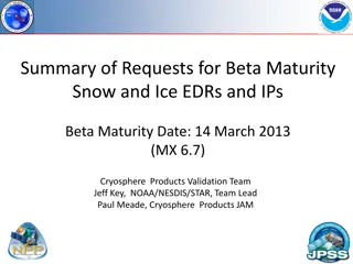 Cryosphere Product Beta Maturity Summary and Comparison