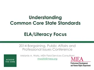 Understanding Common Core State Standards ELA/Literacy Focus - Shifts and Text Complexity