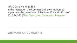 Summary of MPSC Case No. U-18383 on Distributed Generation Program