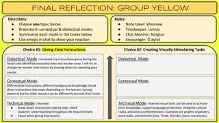 Reflection on Varied Teaching Strategies by Different Groups