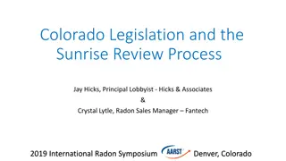 Colorado Legislation & Sunrise Review Process at 2019 International Radon Symposium