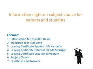 Guidance for Subject Choices: Parents and Students Information Night