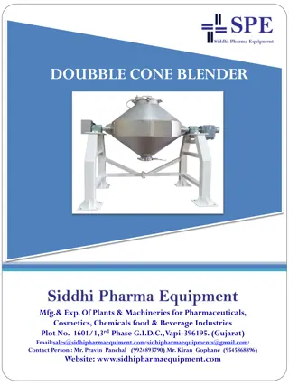 Siddhi Pharma Equipment - Double Cone Blender for Pharmaceutical, Food, Chemical Industries