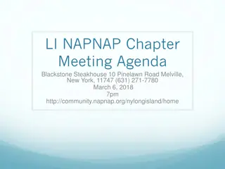 LI NAPNAP Chapter Meeting Agenda at Blackstone Steakhouse