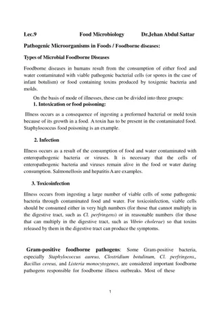 Foodborne Diseases and Pathogenic Microorganisms in Foods