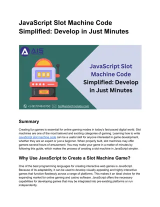 JavaScript Slot Machine Code Simplified_ Develop in Just Minutes