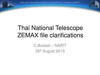 Insights into NARIT ULTRASPEC TNT ZEMAX Files for Thai National Telescope - July 2013