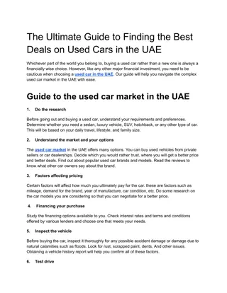 The Ultimate Guide to Finding the Best Deals on Used Cars in the UAE