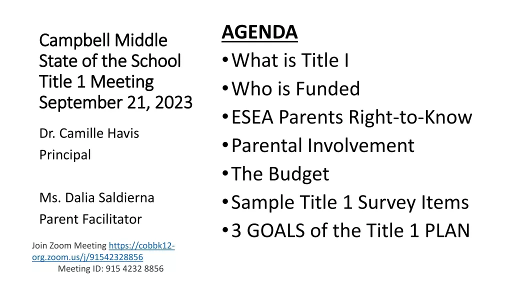 Title I Program and Parental Involvement in Education