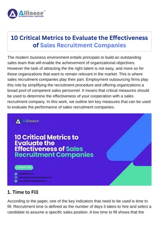 10 Critical Metrics to Evaluate the Effectiveness of Sales Recruitment Companies