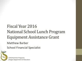 Fiscal Year 2016 National School Lunch Program Equipment Assistance Grants in Oregon