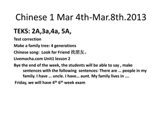 Chinese Language Curriculum Overview - March 4th to March 8th, 2013