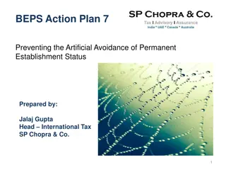 BEPS Action Plan 7: Preventing Artificial Avoidance of Permanent Establishment Status