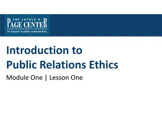 Public Relations Ethics: Lesson One Overview