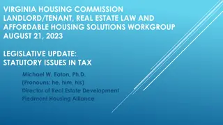 Legislative Update: Statutory Issues in Tax for Affordable Housing Solutions