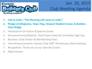 Jan. 20, 2015 Club Meeting Agenda and Peru Mission Supply List