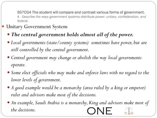 Comparison of Unitary, Confederation, and Federal Government Systems