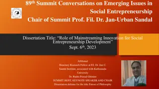 Role of Mainstreaming Innovation in Social Entrepreneurship Development