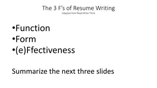 The 3 F's of Resume Writing: Function, Form, and (e)Effectiveness