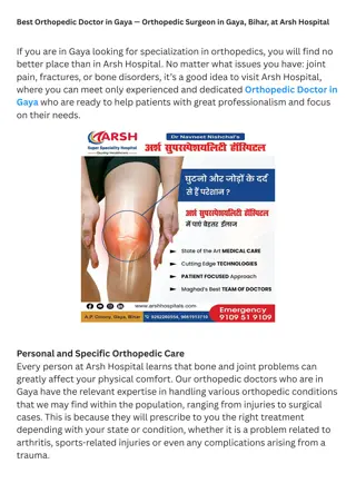 Best Orthopedic Doctor in Gaya — Orthopedic Surgeon in Gaya, Bihar, at Arsh Hospital