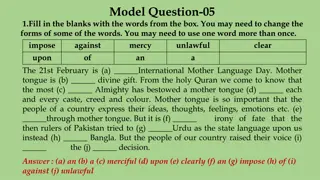 Language Importance and Truthfulness - Fill in Blanks, Sentences, Complete Text