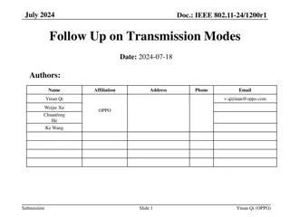 Recap of IEEE 802.11-24/1200r1 - July 2024 Transmission Modes