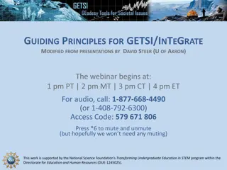 Guiding Principles for GETSI/INTEGRATE Webinar – Materials Development and Goals