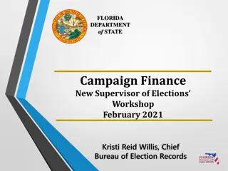 Florida Department of State Campaign Finance Workshop Overview