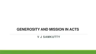 Generosity and Mission in Acts: Insights and Examples from Scripture