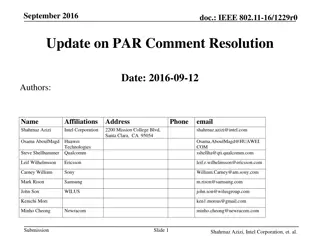 IEEE 802.11-16/1229r0 Update on PAR Comment Resolution