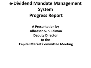 Progress Report on e-Dividend Mandate Management System Implementation