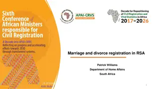 Marriage and Divorce Registration in RSA: Practices and Strategies